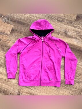 Athletech Women's XL Pink Full Zip Hoodie NWOT Cotton Athletic Jacket Piping